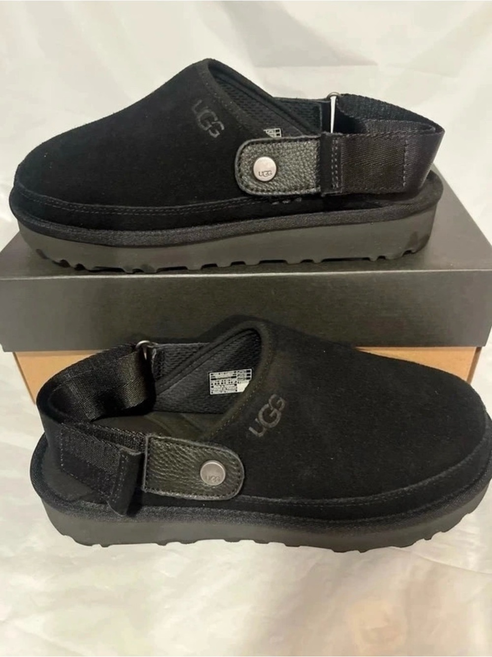 UGG Kids Black Suede Slingback Clog - Easy Slip-On